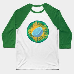 Aqua blue and green citrus with yellow peacock feathers Baseball T-Shirt